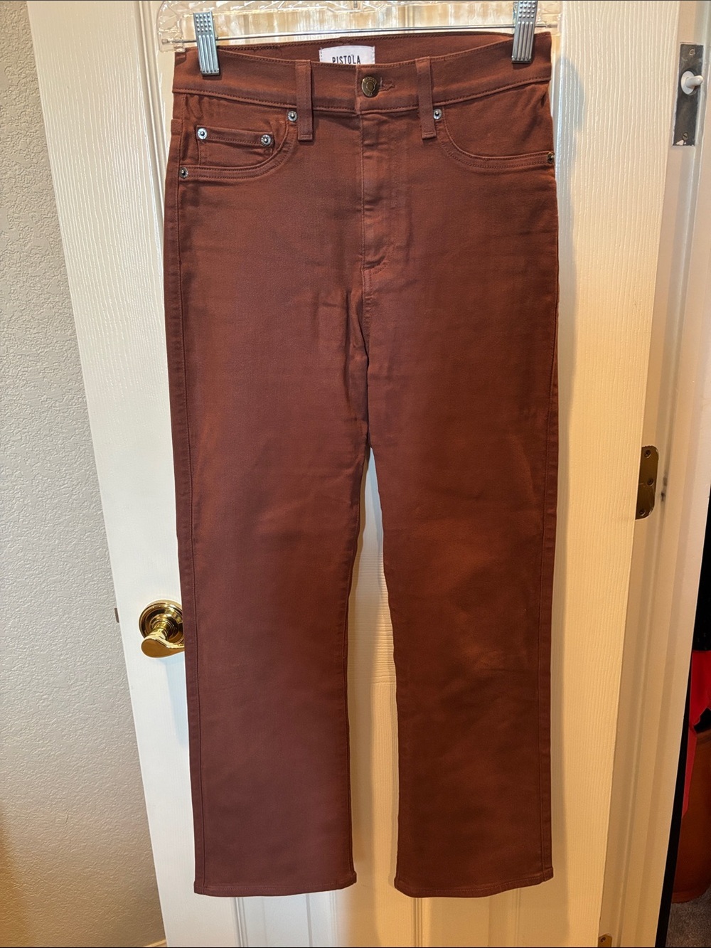 Pistola Lennon High Rise Crop Bootcut Coated Mocha Brown Pants Jeans size 26